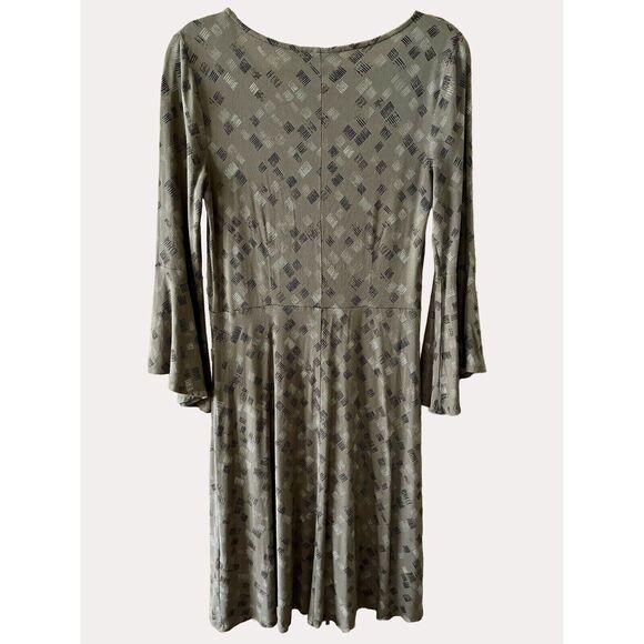 Apt 9 Geometric Print Bell Sleeve Rayon Knit Dress Light Brown S - Picture 4 of 5